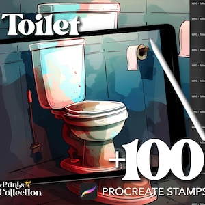100+ Procreate Toilet Stamps, Interior Design Decor Room Landscape, Digital Download, Digital Art Supply Tool, Procreate Brush