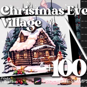 Más de 100 sellos de Procreate para Nochebuena, Navidad, nieve mágica, invierno, descarga digital, material de arte digital, pincel Procreate