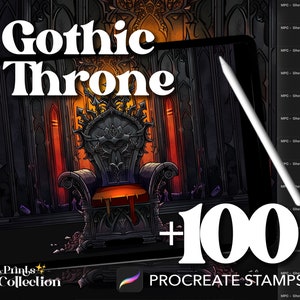 100+ Procreate Gothic Throne Stamps, Halloween Spooky Horror Supernatural, Digital Download, Digital Art Supply, Procreate Brush