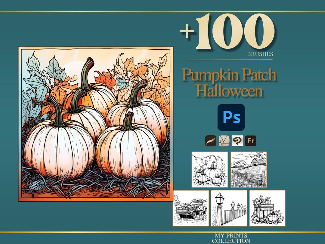 Pumpkin Patch Realistic Halloween Photoshop Brushes & Procreate Stamps ...
