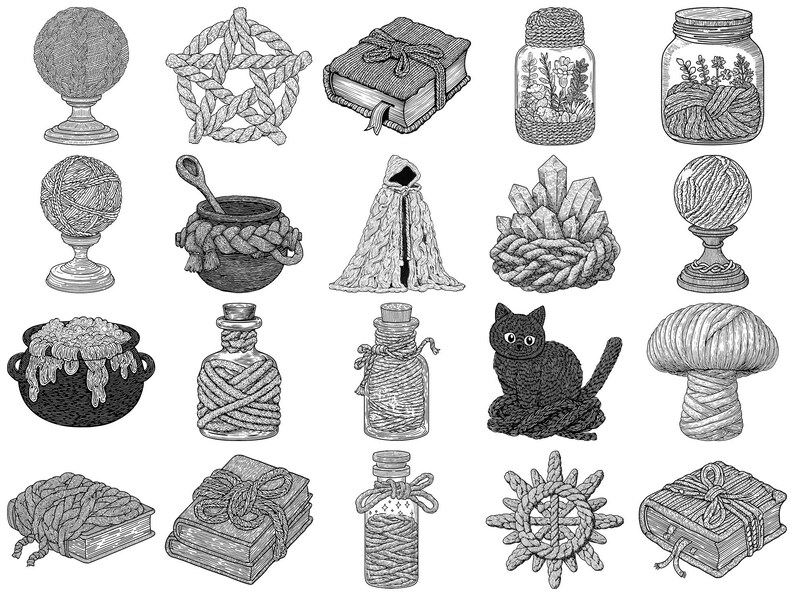 Faux Yarn Witches Potions PNG Bundle – 100+ Cricut & Silhouette Files ...