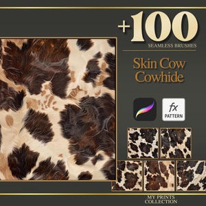 Cow Skin Cowhide Procreate Texture Brush & Photoshop PAT Pattern - 100+ Seamless Texture Brushset, Digital Texture Design Tool