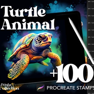 100+ Procreate Schildkröten-Stempel, Meerestier-Waldwildnis-Waldkreaturen, digitaler Download, digitale Kunst Versorgung, Procreate-Pinsel