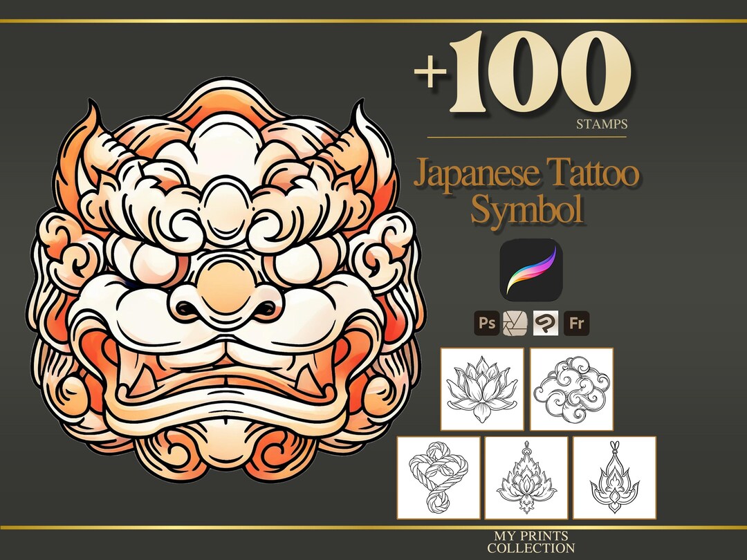 Symbol Japanese Tattoo Procreate Stamps & Photoshop Brushes – 100 ...