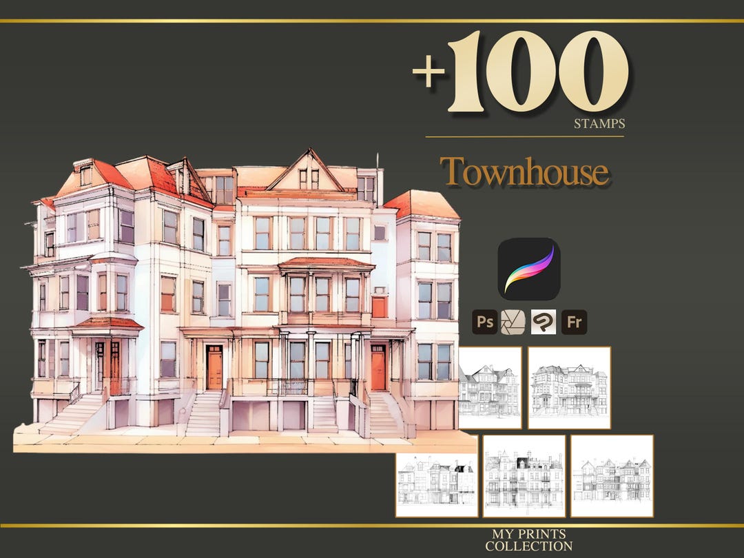 Townhouse Procreate Stamps & Photoshop Brushes – 100+ Place House ...