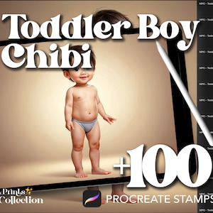 100+ Procreate Toddler Boy Chibi Stamps, Body Figure Pose Sketch Manga Anime Cartoon, Digital Download, Digital Art Supply, Procreate Brush