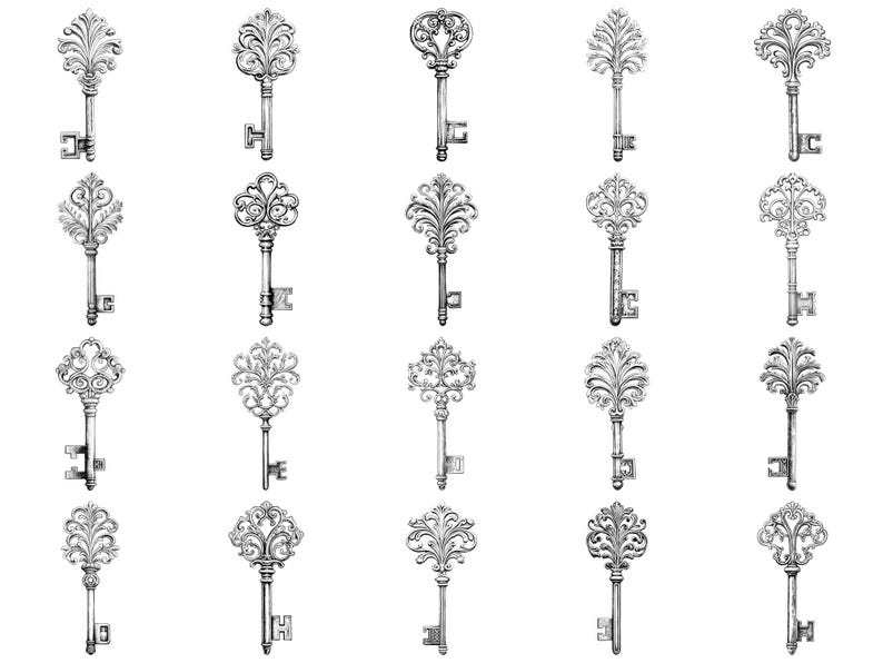 Antique Key PNG Bundle – 100+ Cricut & Silhouette Files, SVG, DXF, Eps ...