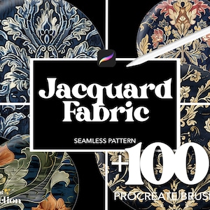 Oltre 100 pennelli per tessuti jacquard Procreate, pennelli per sovrapposizione di texture con motivi astratti senza soluzione di continuità, pennelli per design di tessuti lavorati a maglia Procreate Fashion