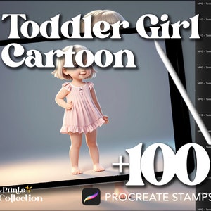 100+ Procreate Toddler Girl Cartoon Stamps, Body Figure Pose Sketch Chibi Anime Manga, Digital Download, Digital Art Supply, Procreate Brush