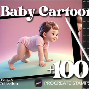 100+ Procreate Baby Cartoon Stamps, Body Figure Pose Sketch Chibi Anime Manga, Digital Download, Digital Art Supply, Procreate Brush