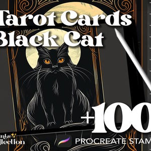 100+ tarotkaarten voortplanten Black Cat Postzegels, Halloween Spooky Horror Bovennatuurlijk, Digitale download, Digitale kunstvoorraad, Procreatepenseel