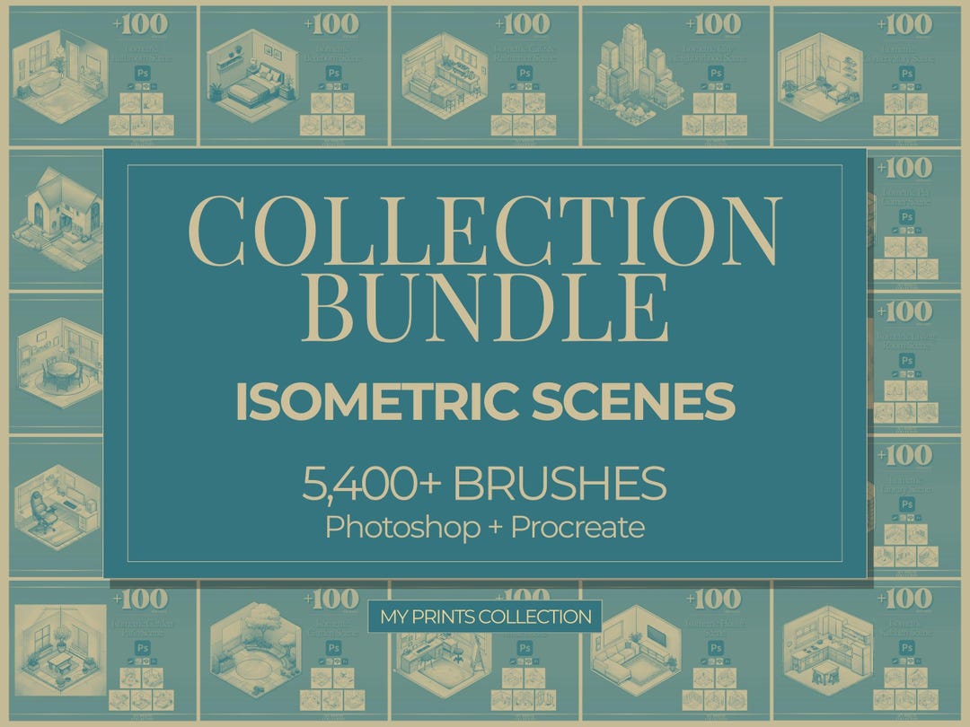 Isometric Scenes Photoshop Brushes & Procreate Stamps Collection ...