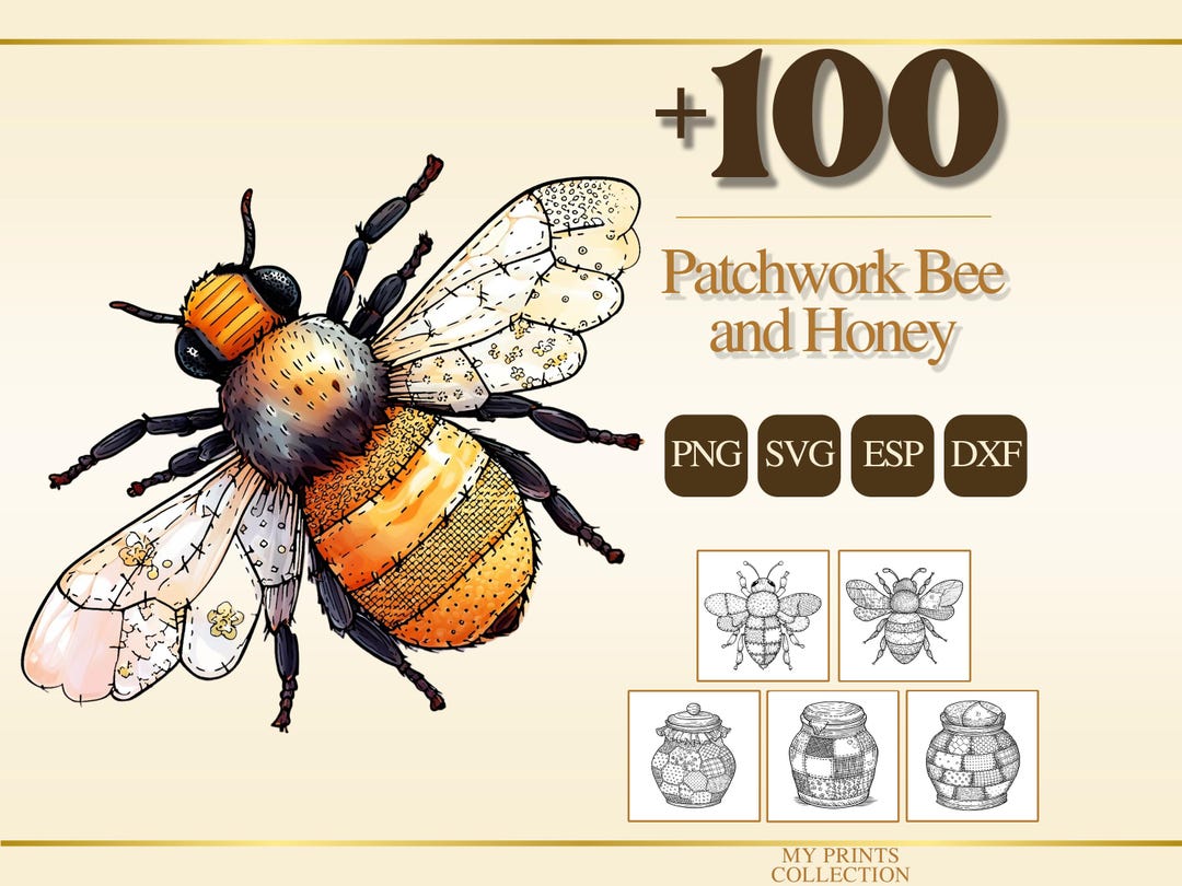 Patchword Bee Pattern Bee and Honey Patchwork PNG Bundle – 100+ Fashion Quilt Texture, Cricut ...