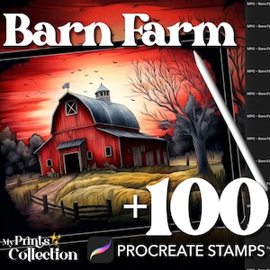 100+ Procreate Barn Farm Stamps, Fantasy Enchanted Landscapes DND Magical Whimsical, Digital Download, Digital Art Supply, Procreate Brush