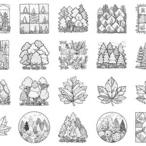 Timbri Procreate e pennelli Photoshop Forest Patchwork: oltre 100 texture per trapunte alla moda, tatuaggi, arte digitale, clipart, disegni al tratto, pacchetto di pennelli immagine 6