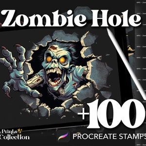 100+ Procreate Zombie Hole Stamps, Halloween Spooky Horror Supernatural, Digital Download, Digital Art Supply, Procreate Brush