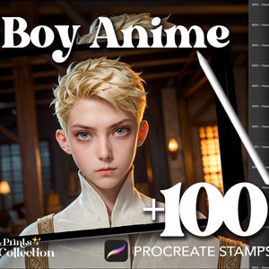 100+ Procreate Head Boy Anime Stamps, Body Figure Pose Sketch Cartoon Manga Chibi, Digital Download, Digital Art Supply, Procreate Brush
