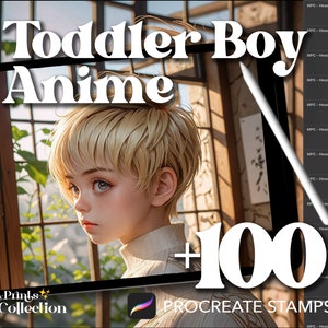 100+ Procreate Head Toddler Boy Anime Stamps, Body Figure Pose Sketch Cartoon Manga Chibi, Digital Download, Digital Art, Procreate Brush