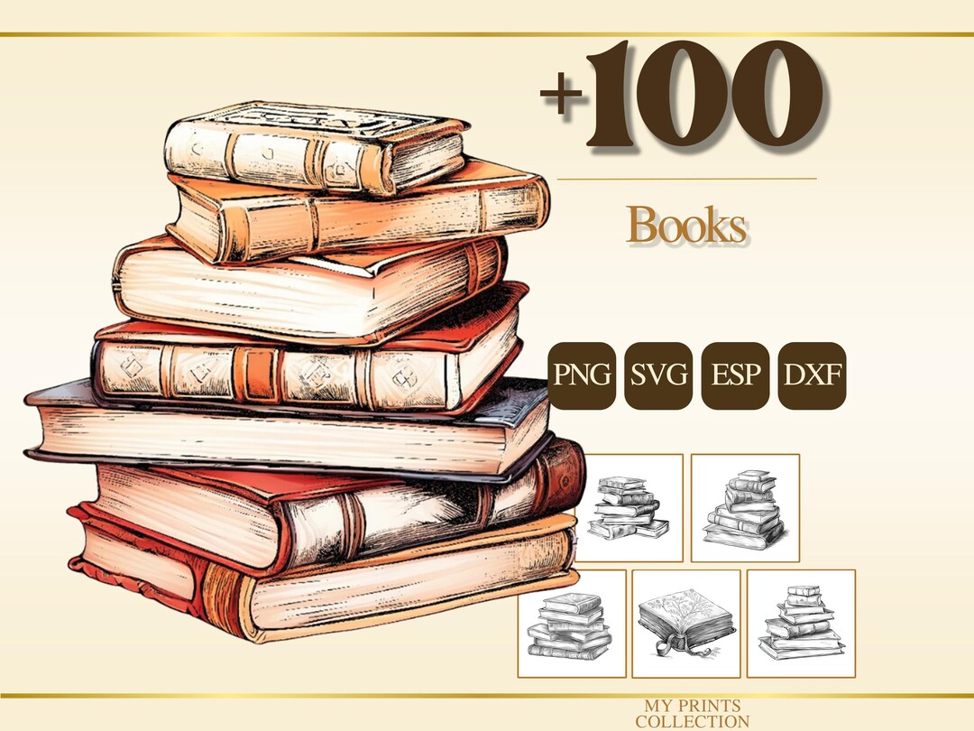 Books PNG Bundle – 100+ Cricut & Silhouette Files, SVG, DXF, Eps ...