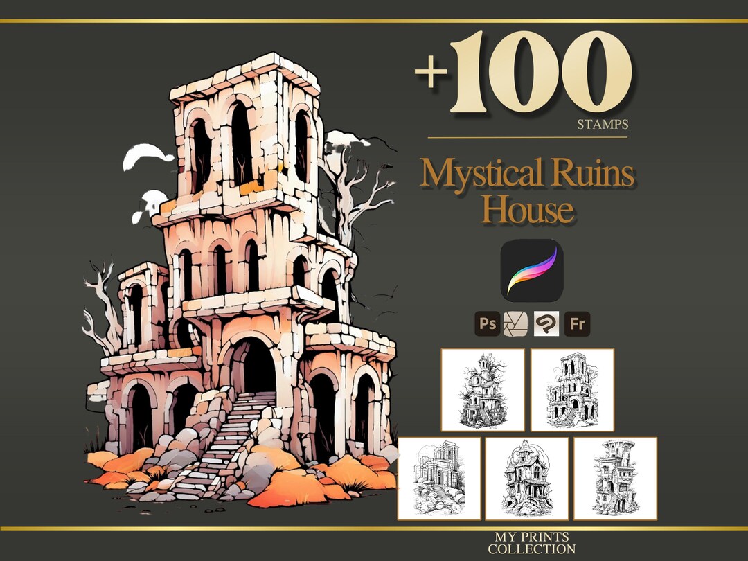 Mystical Ruins House Procreate Stamps & Photoshop Brushes – 100+ Place ...