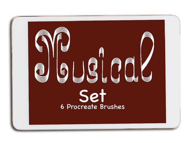 Musical Set 6 Brushes Procreate Brushes iPad Lettering Brush Pack Procreate Brush Set Dual Brushes Symmetry Line Brushes