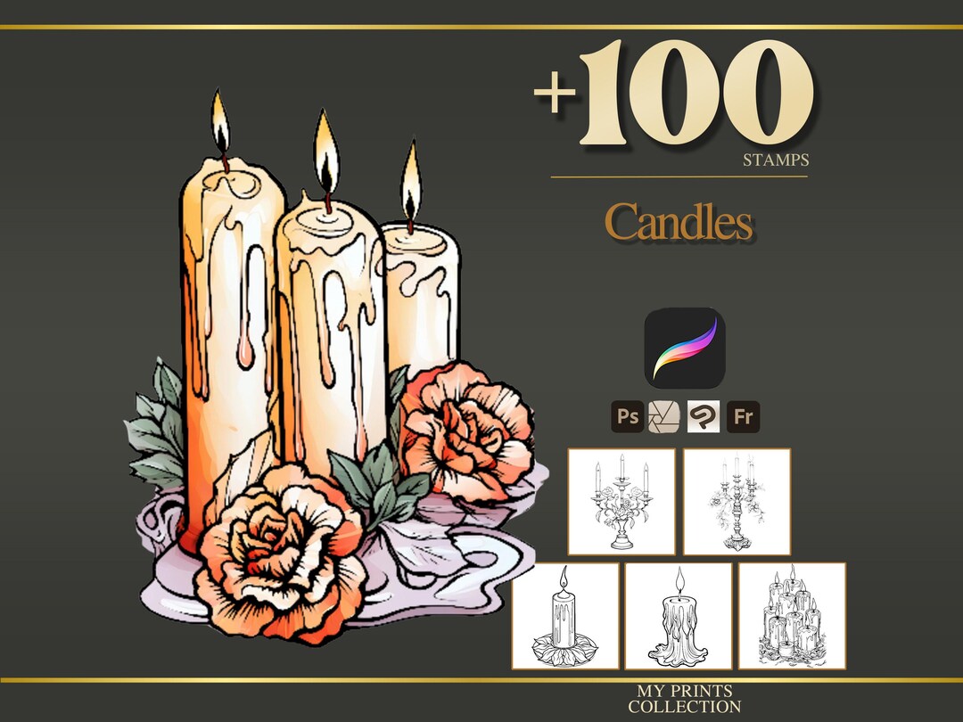 Candles Halloween Procreate Stamps & Photoshop Brushes – 100+ Tattoo ...