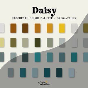 Daisy Flower Procreate Color Palette Swatches, Digital Color Download, Seasonal Palette, Color Palette Bundle, Floral Earth Nature, Spring
