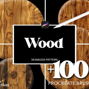Más de 100 pinceles de madera para Procreate, pinceles de superposición de texturas con patrones abstractos sin costuras, suelos de parquet de corteza de árbol y cartón de corcho para Procreate