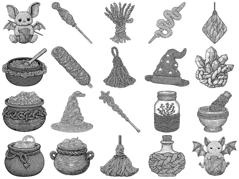 Faux Yarn Witches Potions PNG Bundle – 100+ Cricut & Silhouette Files ...