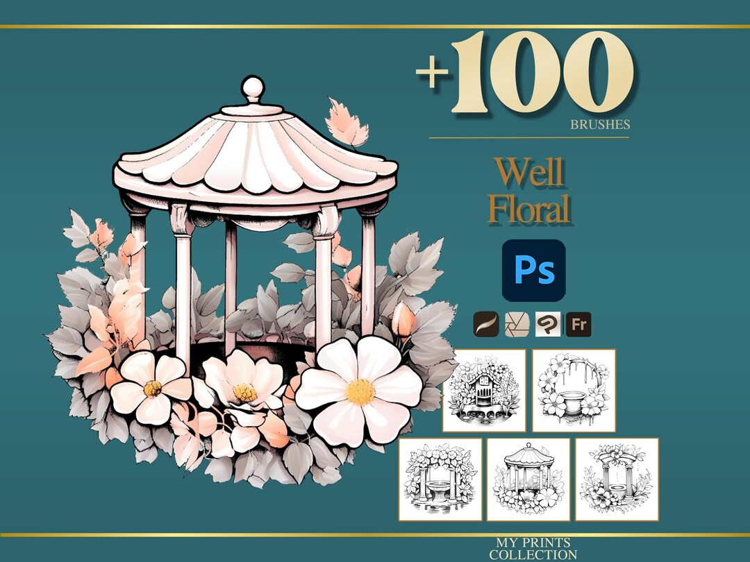 Well Floral Photoshop Brushes & Procreate Stamps – 100+ Flower ...
