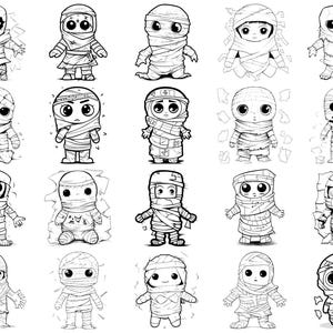 Cute Mummy Halloween Photoshop Brushes & Procreate Stamps – 100+ Tattoo ...