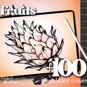 Procreate Fruit Stamps: 100+ Food & Cuisine Line Art Brushes (Digital Download)