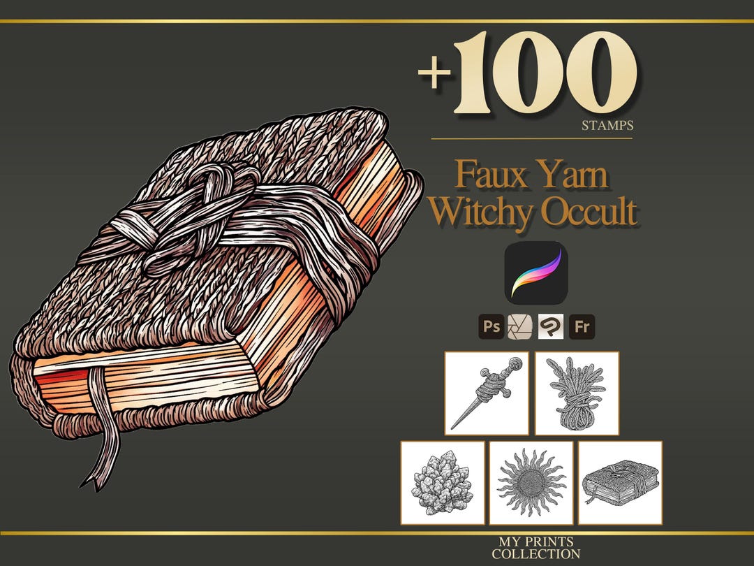 Faux Yarn Witchy Occult Procreate Stamps & Photoshop Brushes – 100 ...