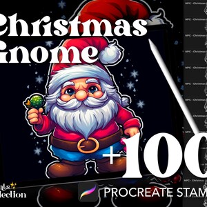 100+ Procreate Christmas Gnome Stamps, Fantasy Creature Festive Holiday Winter Xmas, Digital Download, Digital Art Supply, Procreate Brush
