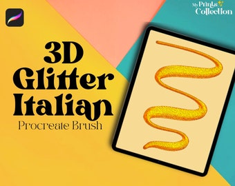 Procreate 3D Glitter Italian Single Brush, Sparkle Sequin Brushe, Metallic Shimmer Brush, Confetti Glitter Shine, Glitter Lettering Overlay