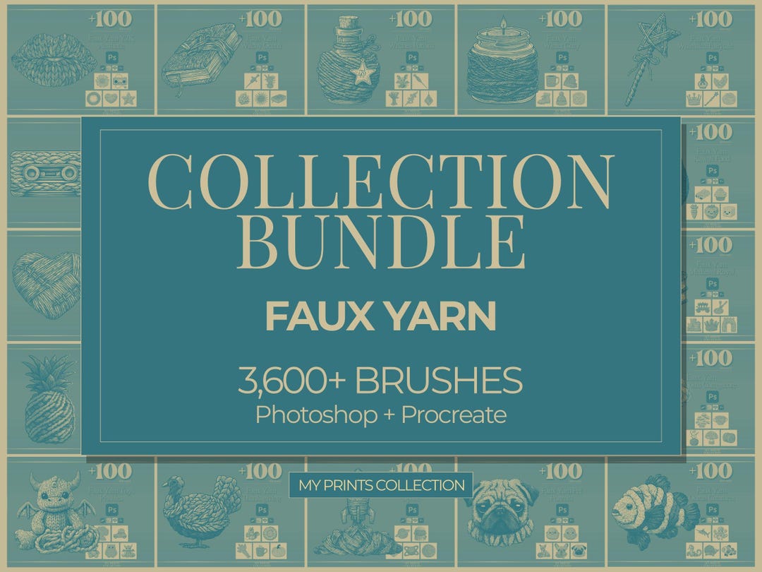 Faux Yarn Photoshop Brushes & Procreate Stamps Collection – 3,600 ...