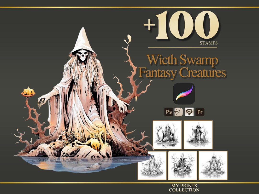 Witch Swamp Procreate Stamps & Photoshop Brushes – 100+ Fantasy ...