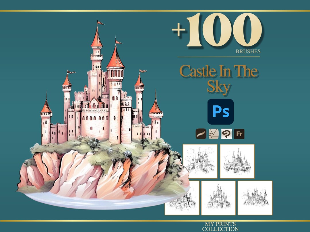Castle in the Sky Photoshop Brushes & Procreate Stamps – 100+ Place ...