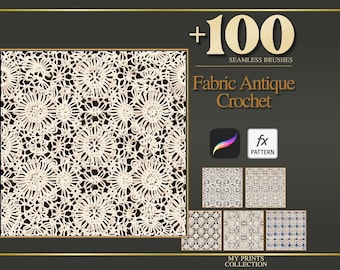 Pincel de textura de tela de crochet antigua para Procreate y patrón PAT para Photoshop: más de 100 pinceles de textura sin costuras, herramienta de diseño de textura digital