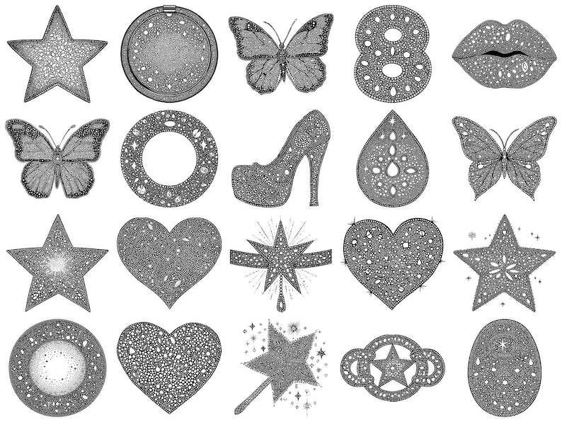 Faux Rhinestone Y2K Photoshop Brushes & Procreate Stamps – 100+ Clipart ...