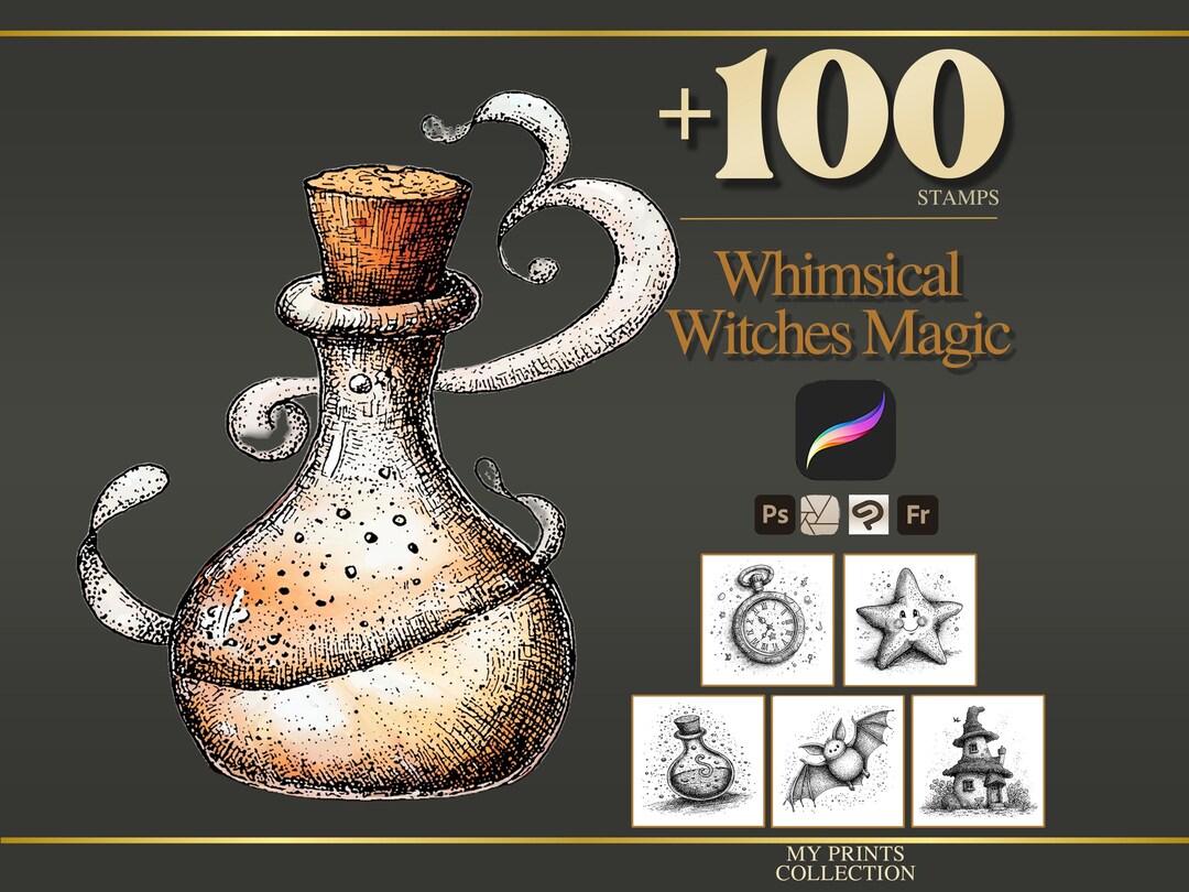 Whimsical Witches Magic Procreate Stamps & Photoshop Brushes – 100 ...