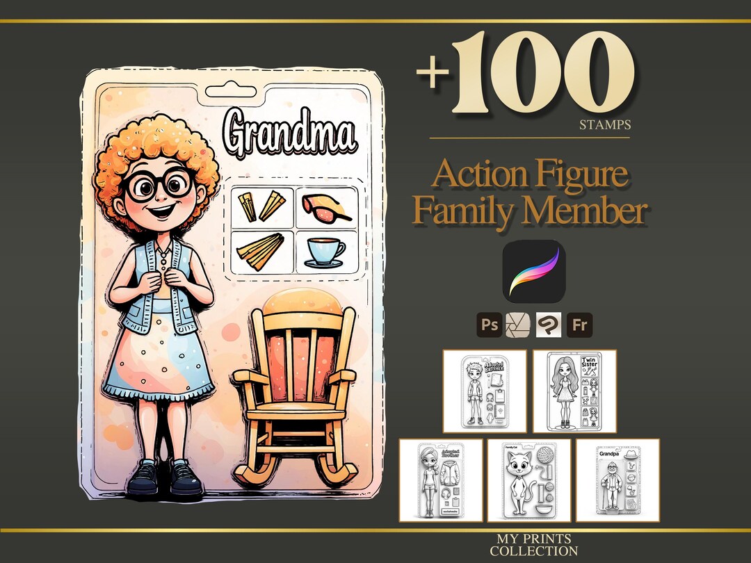 Action Figure Family Procreate Stamps & Photoshop Brushes – 100 ...