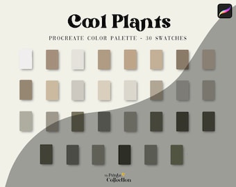 Cool Plants Procreate Color Palette, 30-Color Swatch Set for iPad, Digital Art Palette for Procreate App