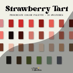 Strawberry Tart Procreate Color Palette Swatches, Digital Color Download, Seasonal Palette, Color Palette Bundle, Nature Floral Flower, Pink