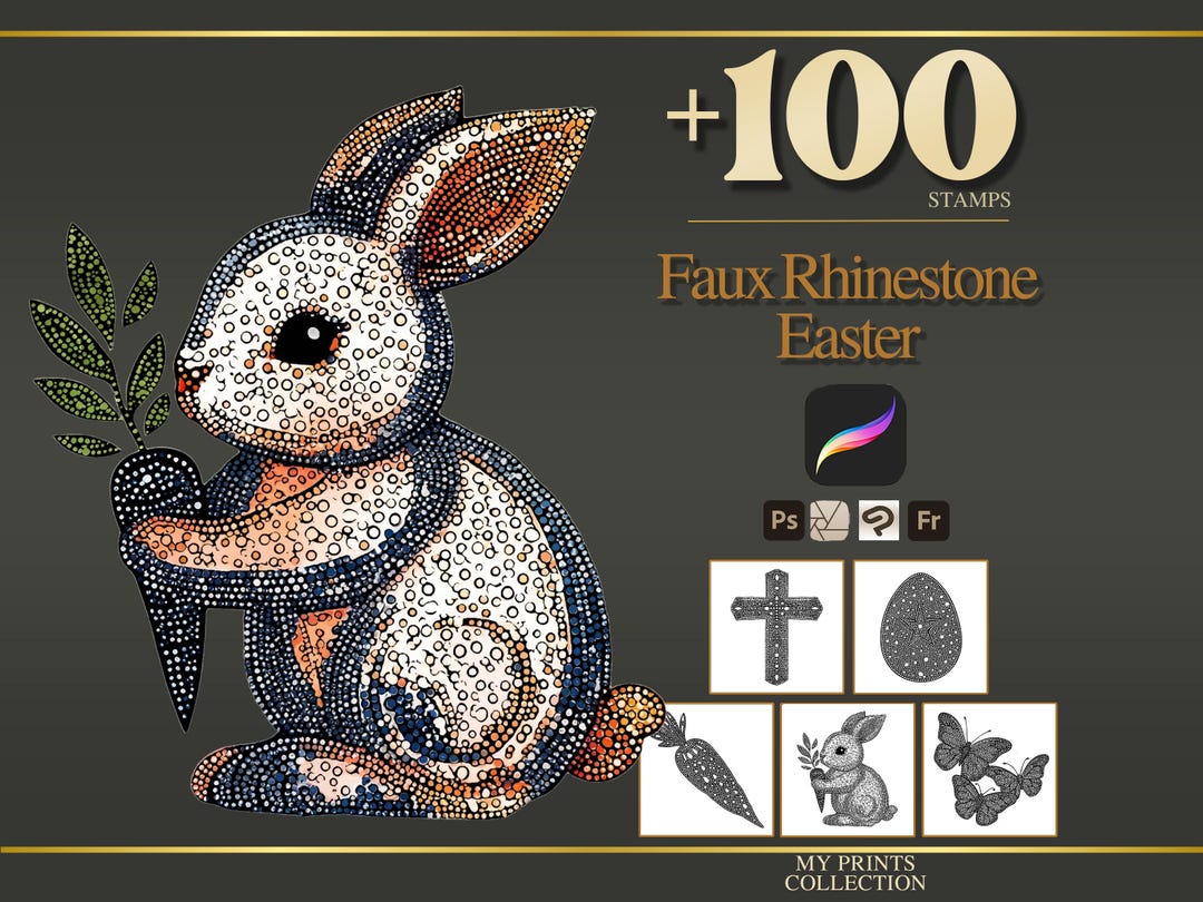 Faux Rhinestone Easter Procreate Stamps & Photoshop Brushes – 100 ...