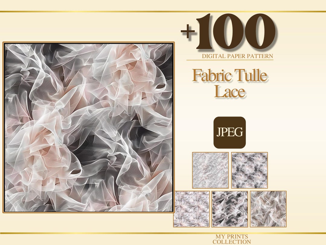 Tule Lace Fabric Seamless Texture JPEG Pack, 100+ Digital Papers ...