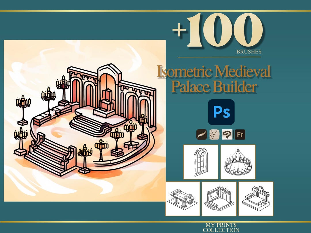 Isometric Medieval Palace Builder Photoshop Brushes & Procreate Stamps ...