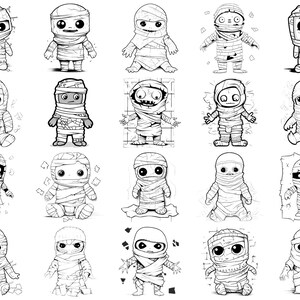 Cute Mummy Halloween Photoshop Brushes & Procreate Stamps – 100+ Tattoo ...