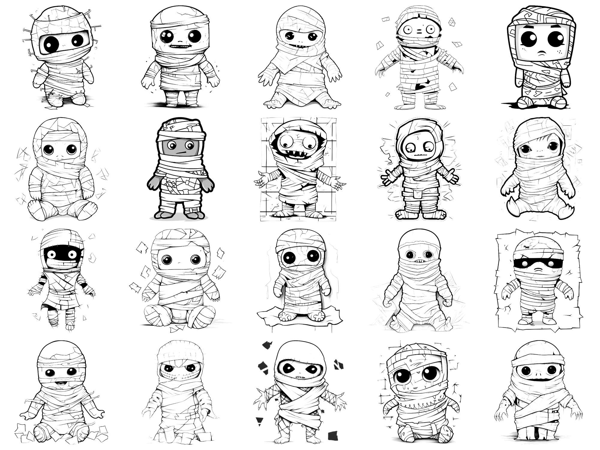 Cute Mummy Halloween Photoshop Brushes & Procreate Stamps – 100+ Tattoo ...