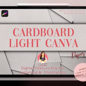 Procreate Cardboard Light Paper Canva / Textura de papel realista / Fondos digitales / Acuarela / Óleo / Acrílico / Gouache / Crepe / Lino